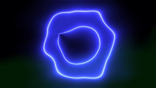 Neon Circle Distortion Glowing Animation Motion Graphics — Stock Video