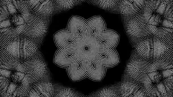 Geometrische Musterlinien Monochrome Kaleidoskop Animation — Stockvideo