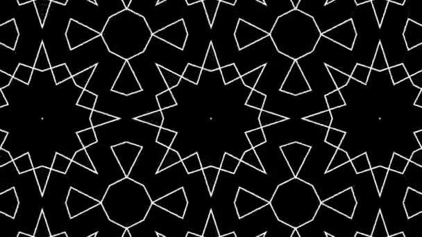 Geometrische Musterlinien Monochrome Kaleidoskop Animation — Stockvideo