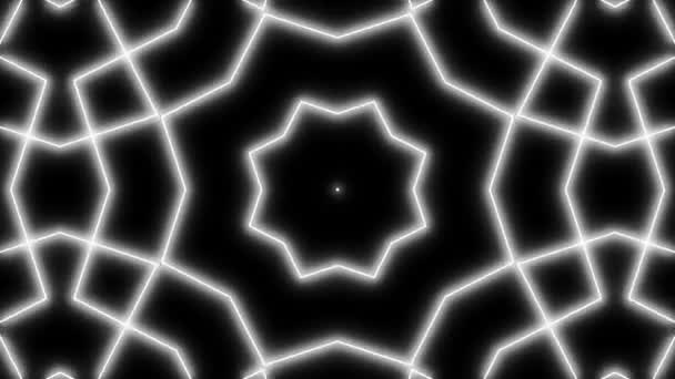 Геометрична Лінія Візерунка Монохромна Анімація Калейдоскопа — стокове відео