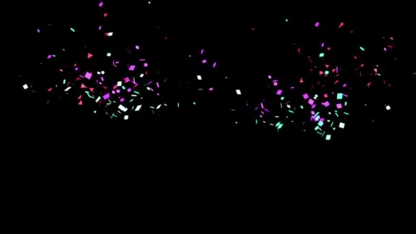 Cracker Meluncurkan Grafik Gerakan Animasi Partikel Confetti — Stok Video