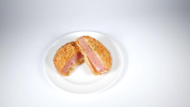 Schinken Schnitzel Nahaufnahme Videoclip — Stockvideo