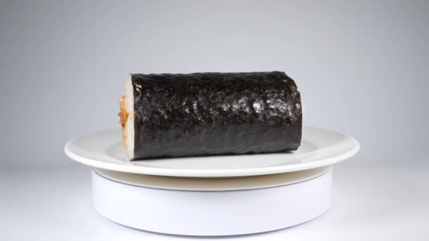 Japansk Biff Roll Sushi Närbild Videoklipp — Stockvideo