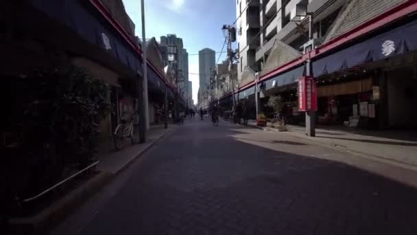 Tokio Chuo Ward Radelt Winter — Stockvideo