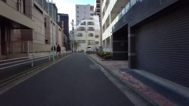 Tokyo Chuo Ward Cykling Vinter — Stockvideo