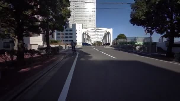 Tokyo Chuo Ward Cykling Vinter — Stockvideo