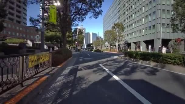 Tokyo Chuo Ward Cykling Vinter — Stockvideo