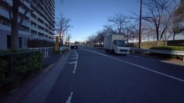 Tokio Edogawa Station Radfahren Winter — Stockvideo