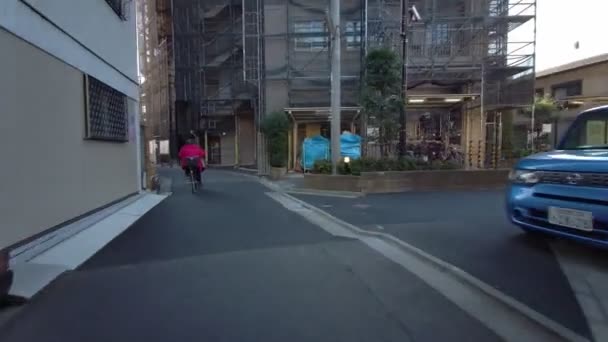 Tokyo Edogawa Ward Cycling Winter — Stok Video