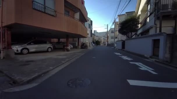 Tóquio Edogawa Ward Ciclismo Inverno — Vídeo de Stock