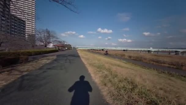Tokyo Edogawa Ward Cyklistika Winter — Stock video