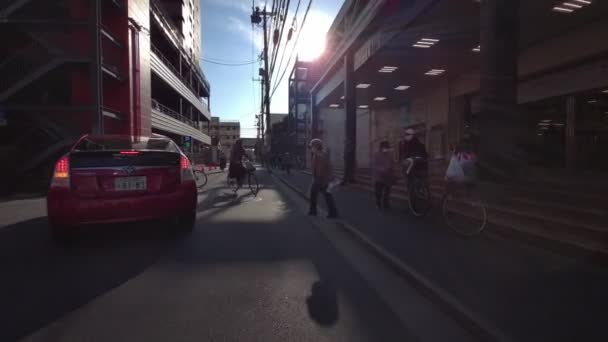 Tokio Edogawa Station Radfahren Winter — Stockvideo