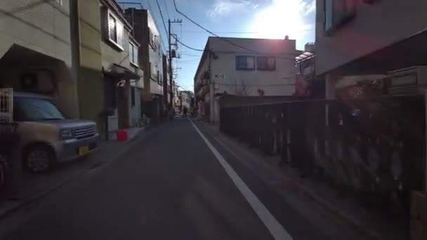 Tóquio Edogawa Ward Ciclismo Inverno — Vídeo de Stock