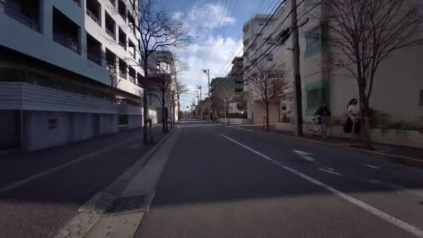 Tokio Edogawa Station Radfahren Winter — Stockvideo