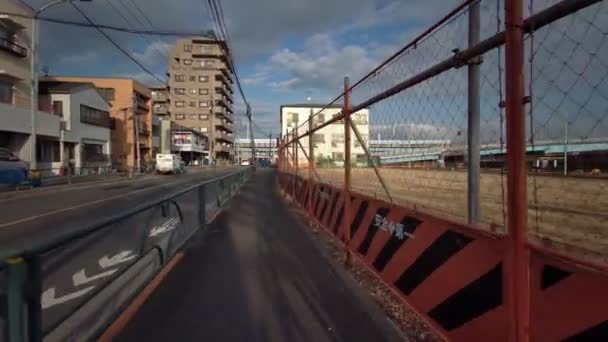 Tokyo Edogawa Ward Ciclismo Inverno — Video Stock