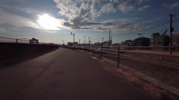 Tokyo Edogawa Ward Ciclismo Inverno — Video Stock