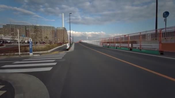 Tokio Edogawa Ward Ciclismo Invierno — Vídeo de stock