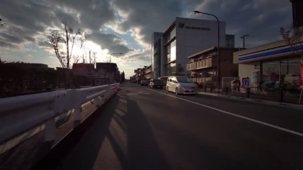 Tokyo Edogawa Ward Cykling Vinter — Stockvideo