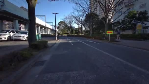 Tokio Edogawa Ward Ciclismo Invierno — Vídeos de Stock