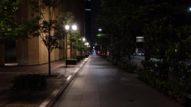 Japonya 'da Otemachi, Tokyo, gece manzaralı. 