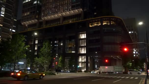 Japonya Otemachi Tokyo Gece Manzaralı — Stok video