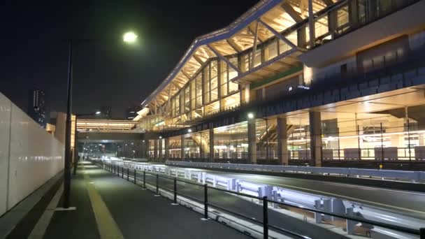 Tokio Takanawa Puerta Entrada Vista Nocturna 2021Mayo — Vídeos de Stock