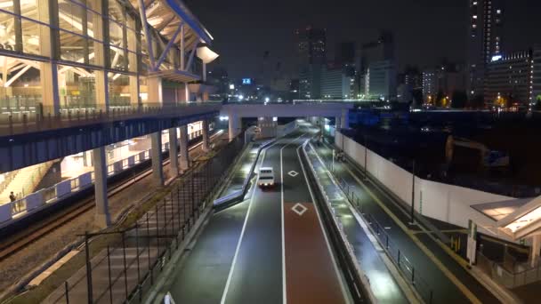 Tokio Takanawa Toegangspoort Nachtzicht 2021Mei — Stockvideo