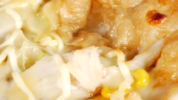 Teriyaki Chicken Pizza Kurzer Videoclip — Stockvideo