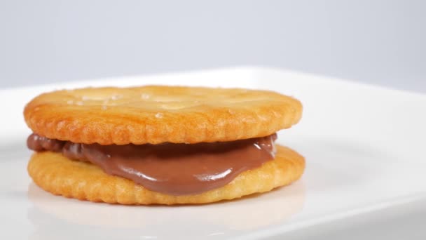 Bolachas Redondas Com Chocolate — Vídeo de Stock