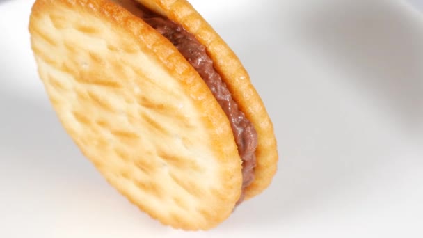 Galletas Redondas Con Chocolate — Vídeos de Stock