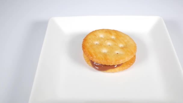加巧克力的圆饼干 — 图库视频影像