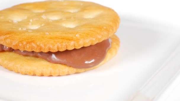 Galletas Redondas Con Chocolate — Vídeos de Stock