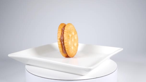 Cracker Rotondi Con Cioccolato — Video Stock