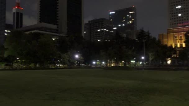 Hibiya Park Japánban Éjszakai Nézet — Stock videók