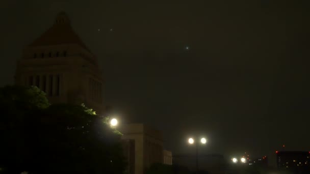 Japon Parlamentosu Ulusal Senato Binası Gece Görüşü — Stok video