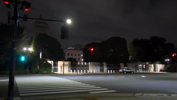 Japón Parlamento Edificio Dieta Nacional Edificio Vista Nocturna — Vídeos de Stock