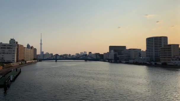 Sumida River Landschap Van Tokio — Stockvideo