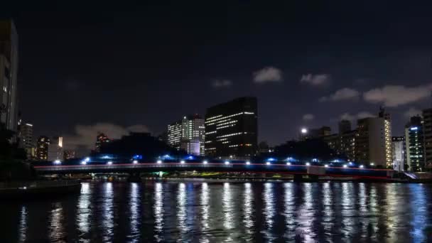 Tokyo Sumida River Vista Nocturna — Vídeos de Stock