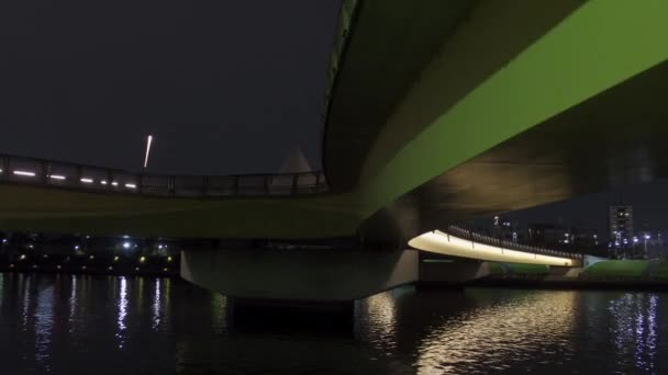 Tokio Sumida River Nachtzicht — Stockvideo