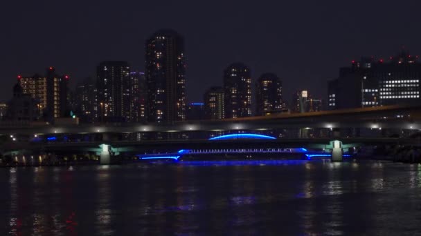 Νυχτερινή Θέα Στον Ποταμό Σουμίντα Του Τόκιο — Αρχείο Βίντεο