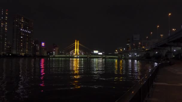 Tokio Sumida River Nachtzicht — Stockvideo
