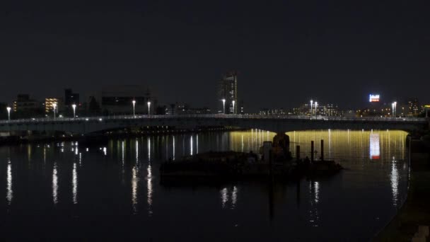 Νυχτερινή Θέα Στον Ποταμό Σουμίντα Του Τόκιο — Αρχείο Βίντεο