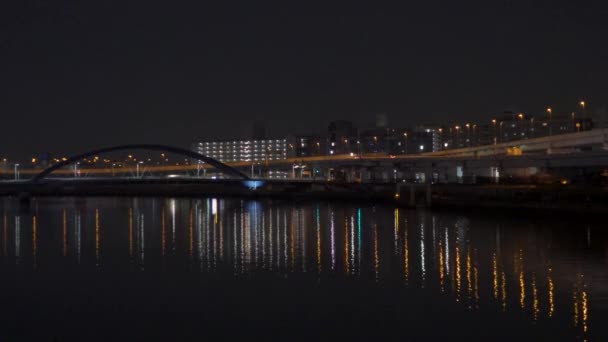 Tokyo Sumida River Nachtansicht — Stockvideo