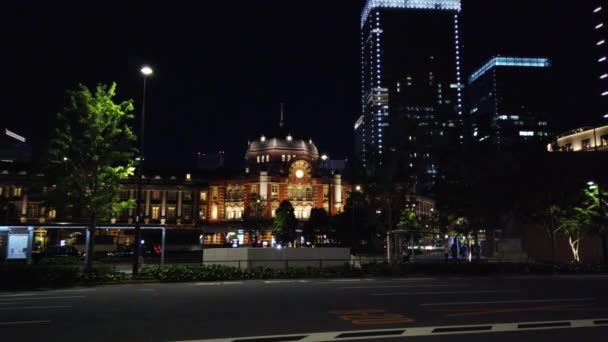 Tokyo Istasyonu Otemachi Marunouchi Gece Manzarası — Stok video