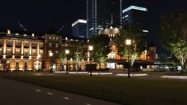 Tokyo Istasyonu Otemachi Marunouchi Gece Manzarası — Stok video