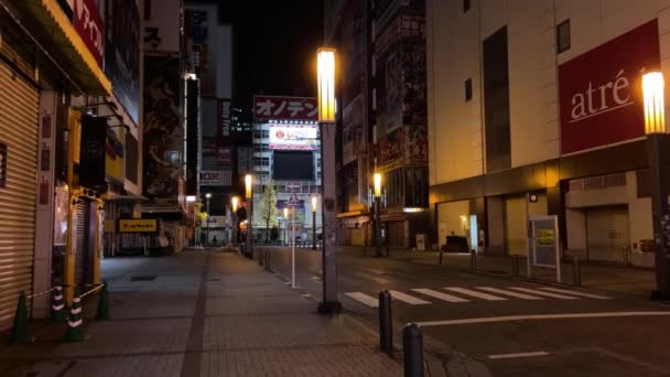 Akihabara Tokio Nacht Weergave — Stockvideo