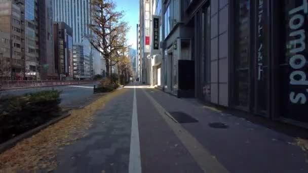 Tokyo Ginza Nyårsdag Cykling — Stockvideo