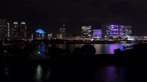 Japonya Odaiba Tokyo Gece Manzarası — Stok video