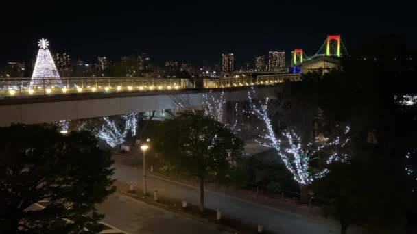 Odaiba Στην Ιαπωνία Tokyo Night View — Αρχείο Βίντεο