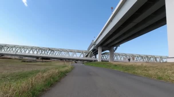 Велосипедна Дорога Аракава Японія Токіо — стокове відео